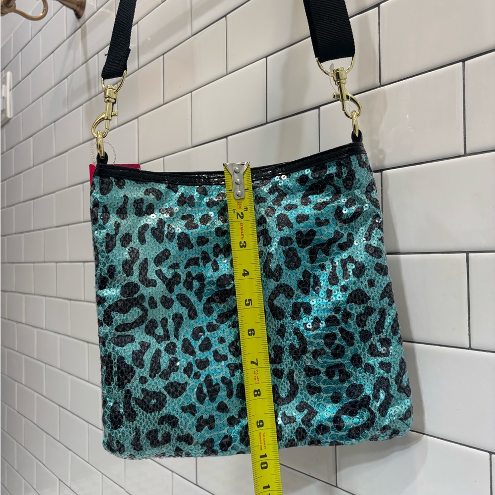 Betsey Johnson Teal Leopard Crossbody Bag - Picture 4 of 7